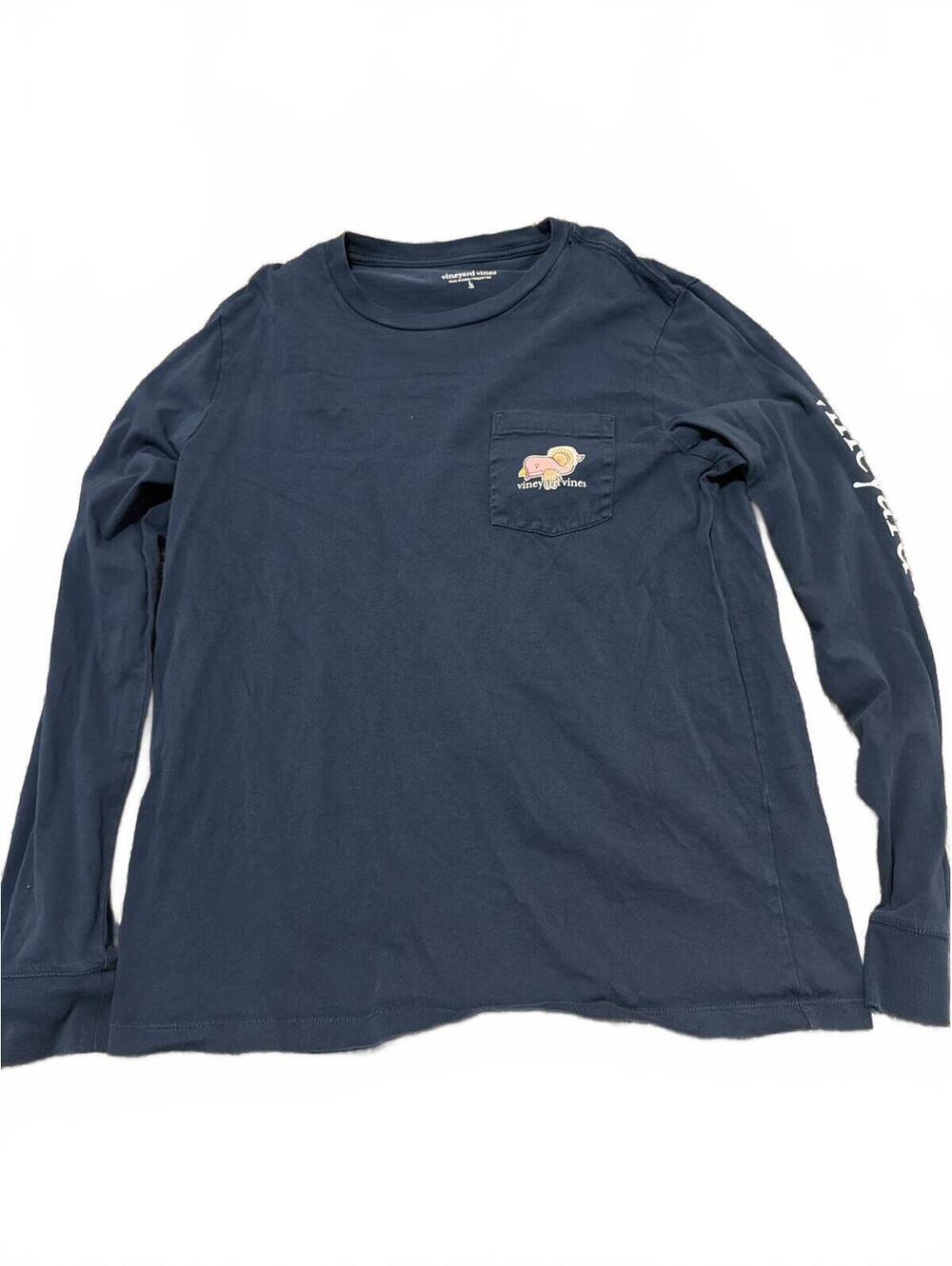 Vineyard Vines Boys Thanksgiving Navy Long Sleeve Shirt L